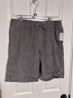 Billabong Men's Charcoal Gray Corduroy Drawstring Shorts